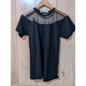 Tata Naka Tees - Sheer Top Black Tshirt /  us 4